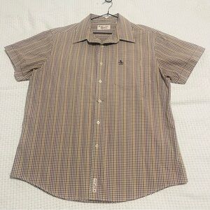 Penguin RARE Munsingwear Men's Short Sleeve Plaid Button Down Shirt Size XL